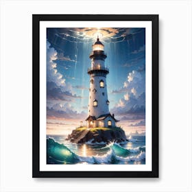 A Lighthouse In The Middle Of The Ocean 37 Art Print