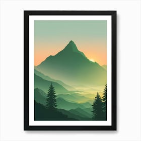 Misty Mountains Vertical Composition In Green Tone 155 Art Print