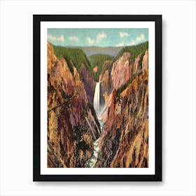 Yellowstone National Park In Wyoming, Here The Park S Grand Canyon And Waterfalls Art Print