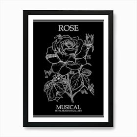 Rose Musical Line Drawing 3 Poster Inverted Art Print