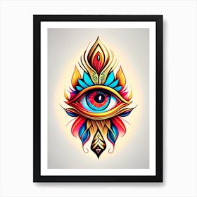 Wisdom, Symbol, Third Eye Tattoo 2 Art Print