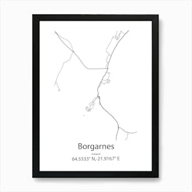 Borgarnes,Iceland Minimalist Map Art Print