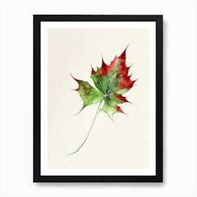 Virginia Creeper Leaf Minimalist Watercolour 3 Art Print