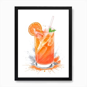 Aperol With Ice And Orange Watercolor Vertical Composition 12 Art Print