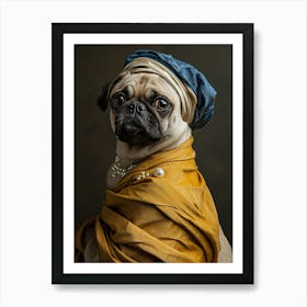 Portrait Of A Pug dog Art Print