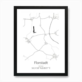 Florstadt,Germany Minimalist Map Art Print