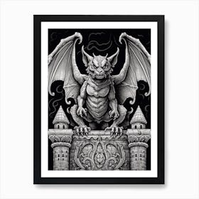 Gothic Gargoyle B&W 4 Affiche