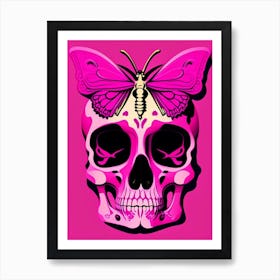 Skull With Butterfly Motifs 1 Pink Pop Art Art Print