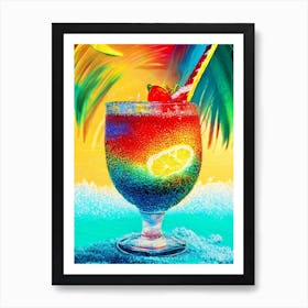 Caribbean Crush Pointillism Cocktail Poster Art Print