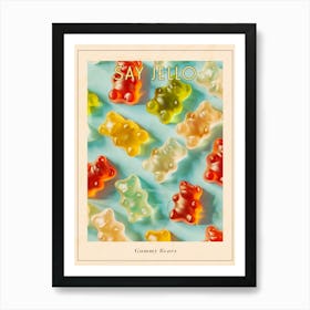 Retro Gummy Bears Candy Sweets Pattern 2 Poster Art Print