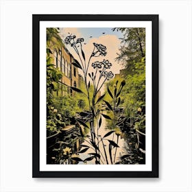 London, Regents Canal, Flower Collage 0 Art Print