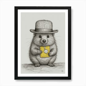 Hedgehog In Hat Art Print