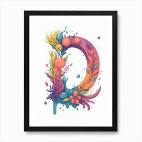 Colorful Letter D Illustration 6 Art Print