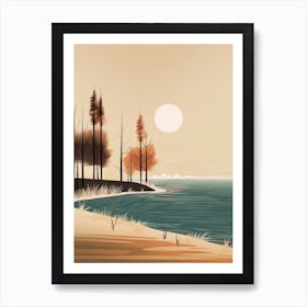 Autumn , Fall, Landscape, Inspired By National Park in the USA, Lake, Great Lakes, Boho, Beach, Minimalist Canvas Print, Travel Poster, Autumn Decor, Fall Decor 17 Art Print