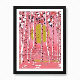 Pink Birch Forest Art Print