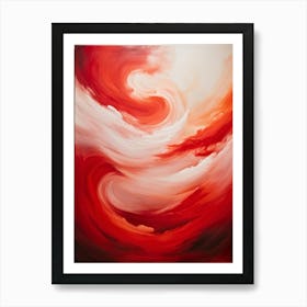 Abstract Motion Painting Of Red And White Clouds Intertwining With Sinuous Grace Surrealistic Style Art Print