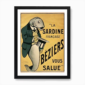 La Sardine Française Béziers Vous Salue, Benjamin Rabier Art Print