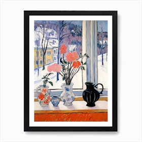 The Windowsill Of Lillehammer   Norway Snow Inspired By Matisse 4 Art Print