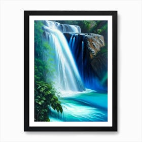 Cataratas De Agua Azul, Mexico Peaceful Oil Art  Art Print