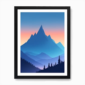Misty Mountains Vertical Composition In Blue Tone 197 Art Print