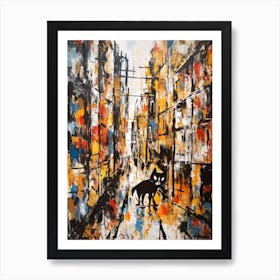 Painting Of A Barcelona With A Cat In The Style Of Abstract Expressionism, Pollock Style 2 Art Print