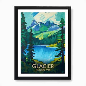 Glacier National Park Vintage Travel Poster 11 Art Print