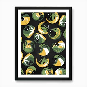 Green And Yellow Pattern - olives poster, kitchen wall art Art Print