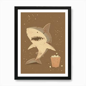 A Shark & Popcorn Muted Pastels 2 Art Print