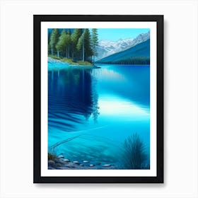 Crystal Clear Blue Lake Landscapes Waterscape Crayon 2 Art Print