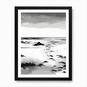 Black And White Of A Beach Art Print