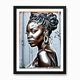 Graffiti Mural Of Beautiful Black Woman 378 Art Print