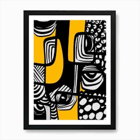Abstract Black And Yellow Art Print