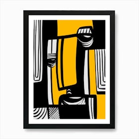 Abstract Painting Black And Yellow 2 Art Print