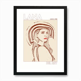 Line Art Minimalist – Lana Del Rey – June 21, 1985 1 Poster