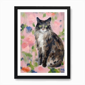 A Norwegian Forest Cat Painting, Impressionist Painting 4 Art Print