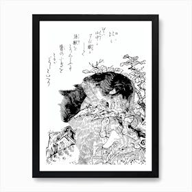 Toriyama Sekien Vintage Japanese Woodblock Print Yokai Ukiyo-e Hihi Art Print