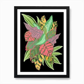 Colourful leaf burst Art Print