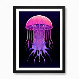Mauve Stinger Jellyfish Cartoon 4 Art Print