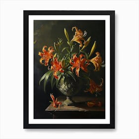 Baroque Floral Still Life Gloriosa Lily 3 Art Print