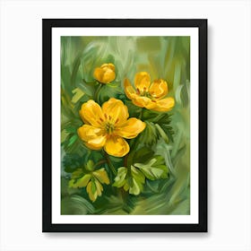 Yellow Potentilla Flowers Art Print