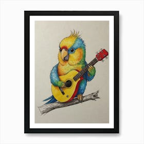 Parrot Playing Guitar 3 Art Print