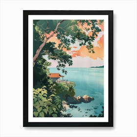 Okinawa Japan 2 Retro Illustration Art Print