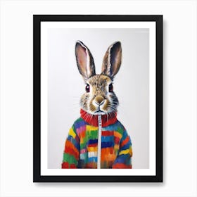 Baby Animal Wearing Sweater Hare 1 Art Print