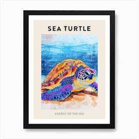 Sea Turtle On The Ocean Floor Pencil Doodle Poster 2 Art Print