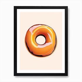 Caramel Glazed Donut Abstract Line Drawing 2 Art Print