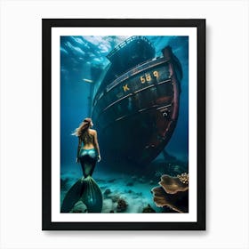 Mermaid Under The Sea-Reimagined 3 Art Print