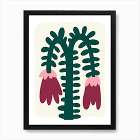 Floral Cactus Organic Flowers Naïf Art Print