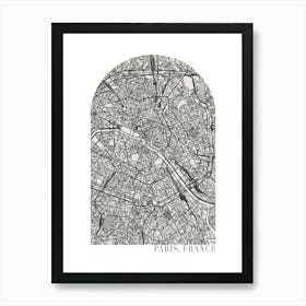 Paris France Boho Minimal Arch Street Map Art Print