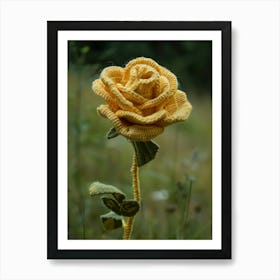 Yellow Rose Knitted In Crochet 3 Art Print