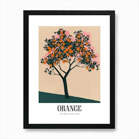 Orange Tree Colourful Illustration 3 Poster Art Print